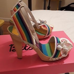 Betsy Johnson betseyville rainbow wooden heels